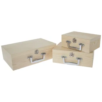Unfinished Wood Storage Box with Handle