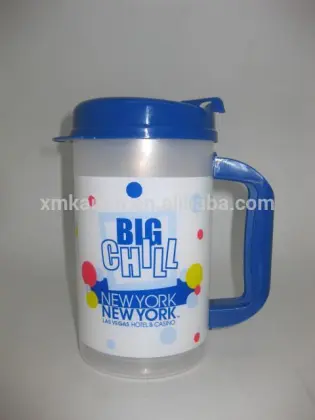 double wall plastic mug/clear plastic double wall mug/double wall plastic travel mug