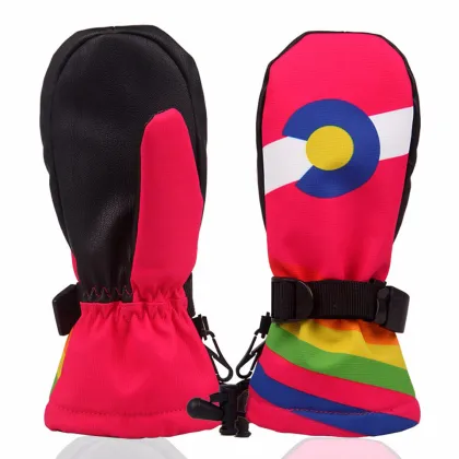 Boodun Children Ski Gloves Waterproof Warm Winter Kids Gloves Windproof Boys Girls Skiing Snowboard Snow Mittens Child Sport
