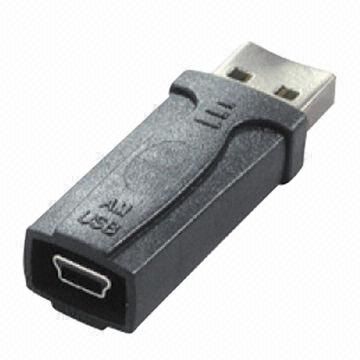 USB connector, A male to mini 5-pin male type, made of PVC