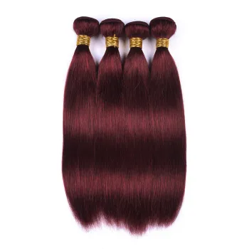 Brazilian Hair Red Color Bundles Straight Human Hair Weave Hair With Closure