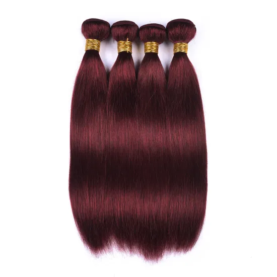 Brazilian Hair Red Color Bundles Straight Human Hair Weave Hair With Closure