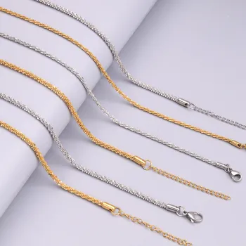 Fashion Stainless Steel Jewelry Necklaces Curb Cuban Snake Chain 18K Gold Plated Necklace for Women and Men