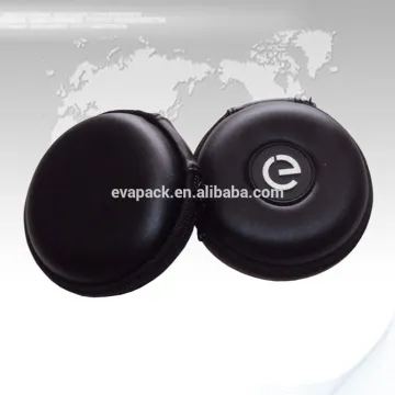 Black Round Leather Earphone EVA Carrying Case with Custom Logo