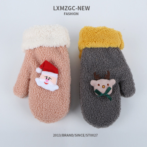 Nouveaux gants de peluche de dessin animé de Noël hiver 2019