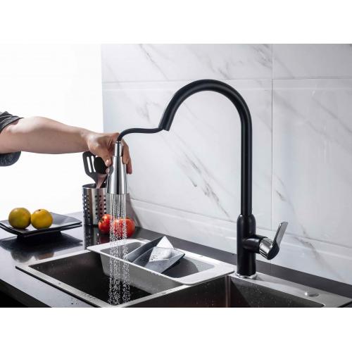 Single Handle Black Pull Down Kitchen Faucet