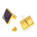 Amethyst Craved Pyramid Stud Earrings