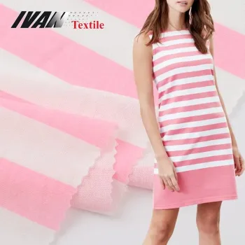 Knit Stripe Pigment Print Jersey Polyester Viscose Fabric
