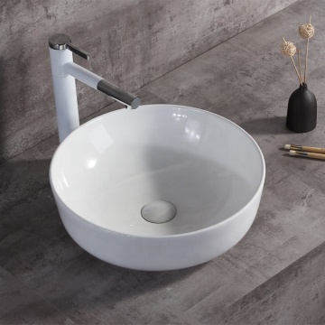 Glossy White Rectangular Ceramic Bathroom Sink