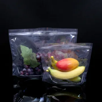 Transparent Zipper Top Keep Fresh Fruit Vegetable Package Plastic Bag with Hole