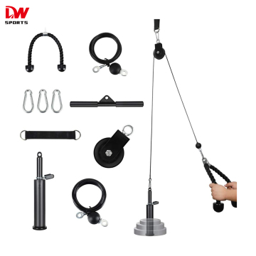 DW Sports Fitness OEM Zwart Lat Pull Down Cable System met 280 lbs Laadcapaciteit - 100 pks