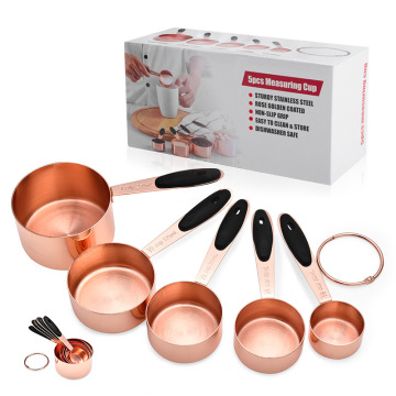 Stainless Steel Rose Gold Measuring Cup and Spoon Set for Baking