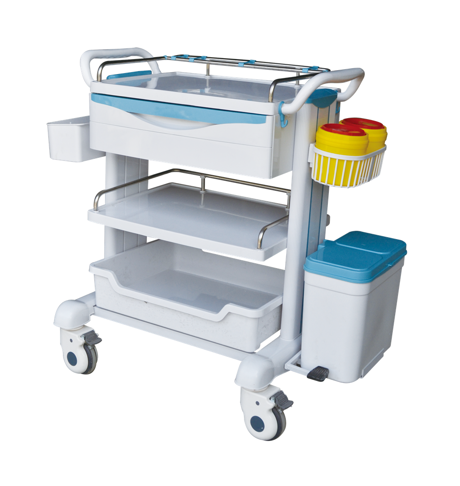 Hospital treatment trolley ABS plastic hand nursing cart