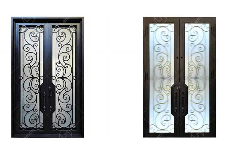 black iron door