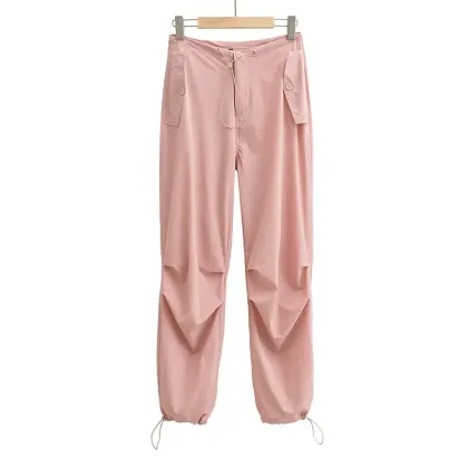 Casual Custom Summer Straight Leg Nylon Windbreaker Cargo Pants for Women