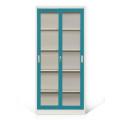 Armoire en acier claire avec portes coulissantes transparentes