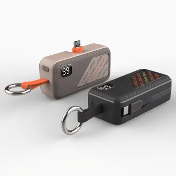 Multi Color Promotion Power Bank with Stickers and Built-in Cable - 3000mAh/4000mAh/5000mAh Portable Charger