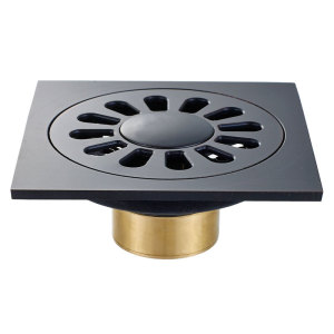 Desodorante quadrado de material de cobre de bronze negro Dreno de piso americano preto