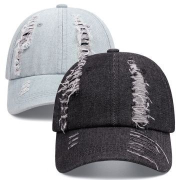Logotipo personalizado por atacado de moda casual hat jeans algodão de beisebol