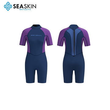 Seaskin Women 3mm Back Zip Shorty Diving Wetsuits