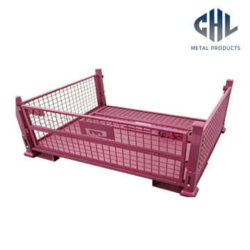 Cage à palettes pliable robuste avec pieds empilables