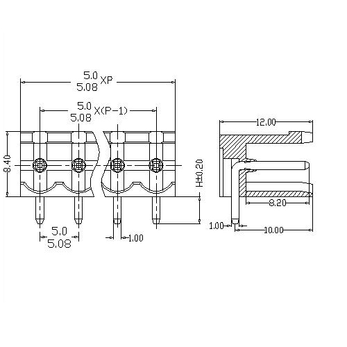 AT2500R-5.0／5.08XXXX-AC Plug-in Terminal Block Open Right-Angle Pitch5.0／5.08 