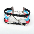 velours multicolore cordon noir en cuir grand infini Bracelets Antique argent métal neuf accessoires tressé bracelet en gros