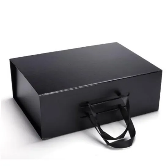 black cardboard folding box magnetic closure paper box