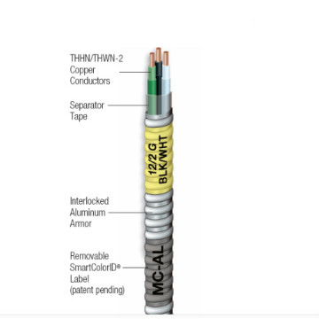 Tipo de cable MC 12/2 12/3 AWG 14 AWG 12 AWG