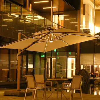 High End Patio Furniture Set with Sunshade and Outdoor Lighting