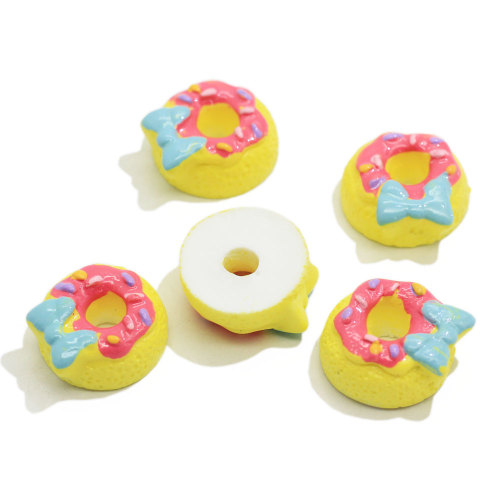 Cartoon Doughnut With Bowknot Resin Charms Kawaii Flatback Resin Cabochons For Children Hair Or Phone Shell Accessories Diy