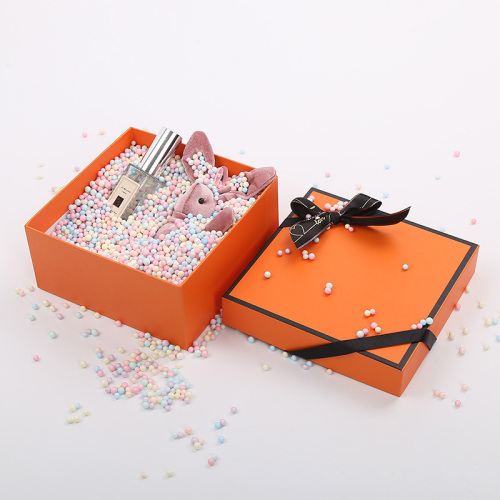 Custom Logo Orange Scarf Gift Boxes with Ribbon