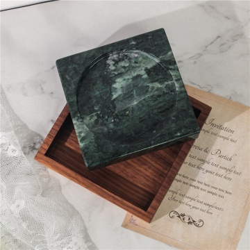 Custom Logo Marble Ashtray with Wooden Base: Luxurious Home Decoration for the Living Room