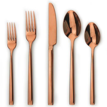 Dishwasher safe stainless shiny copper cutleries