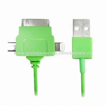 3-in-1 USB cable for iPhone 5, 4, Samsung