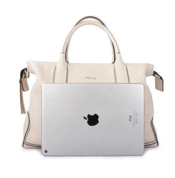 Borsa tote in pelle bianca con cerniera