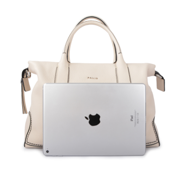 Bolso tote de piel blanco con cremallera