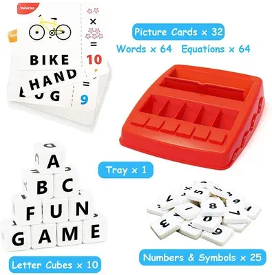 2 in 1 letter vocabulary learning machine 32 cards/10 letter cubes/20 number blocks words educational game learning machine