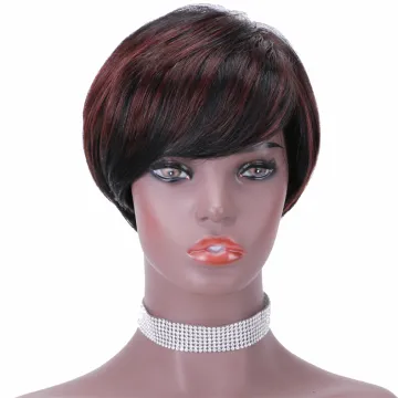wholesale Fashion pixie cut short ombre colored bob wig for black woman 100% natural brazilian malaysian virgin human hair wigs