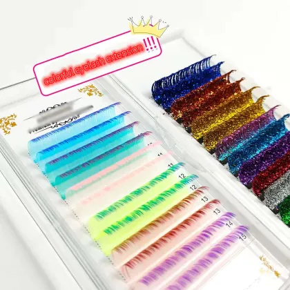 Christmas Rainbow Lashes: Colored Glitter Eyelash Extensions