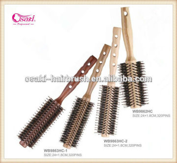 round wooden hair brush , soft bristla hair brush