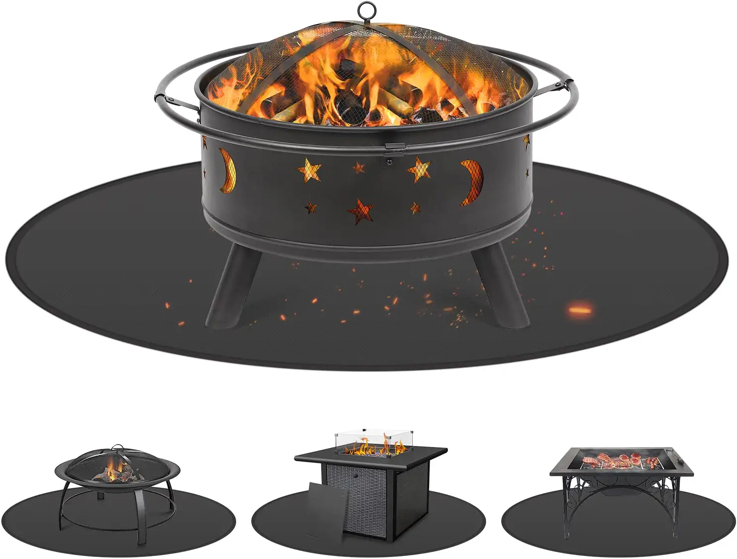 Huicai Outdoor Picnic Fire Mats Fire Pit Camping BBQ FIRE STOVE OVEN MATS FLOOR MATSグリル保護デッキの下のグラス