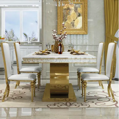 Dining room furniture round marble wood table top
