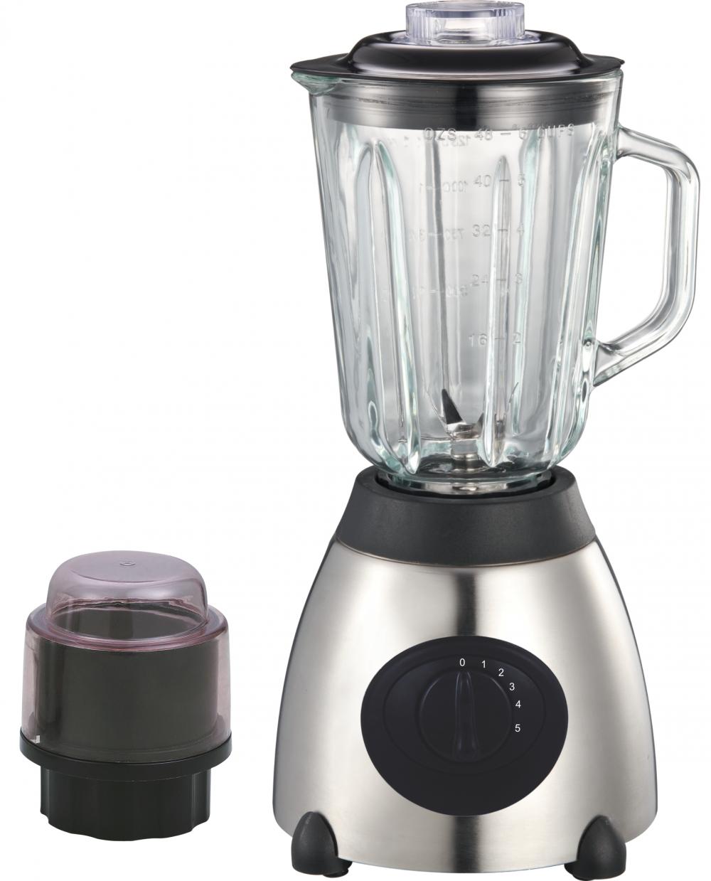 Stainless steel blender with glass jar