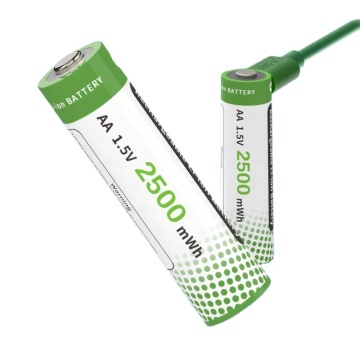 USB 1.5V 2500mAh टाइप-सी पोर्ट के साथ उच्च क्षमता वाले पर्यावरण के अनुकूल रिचार्जेबल एए बैटरी