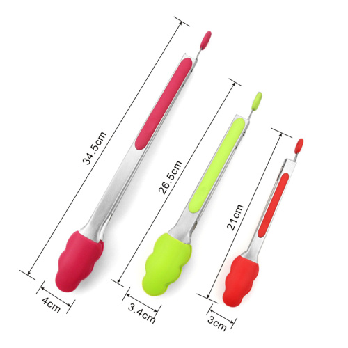 Heat Resistant Rubber Handle Silicone Plastic Salad Tongs