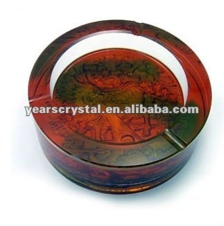 liuli glaze color crystal ashtray smoking with engraved logo color (R-1002