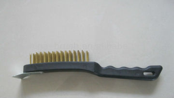 steel wire brush with metal scraper