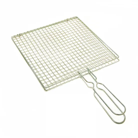 Korean Galvanized Stainless Steel Wire Mesh Basket for BBQ - Perfect for Fish and Vegetables