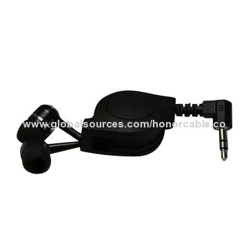 Handsfree Retractable Earphone Cable with Button, High-quality